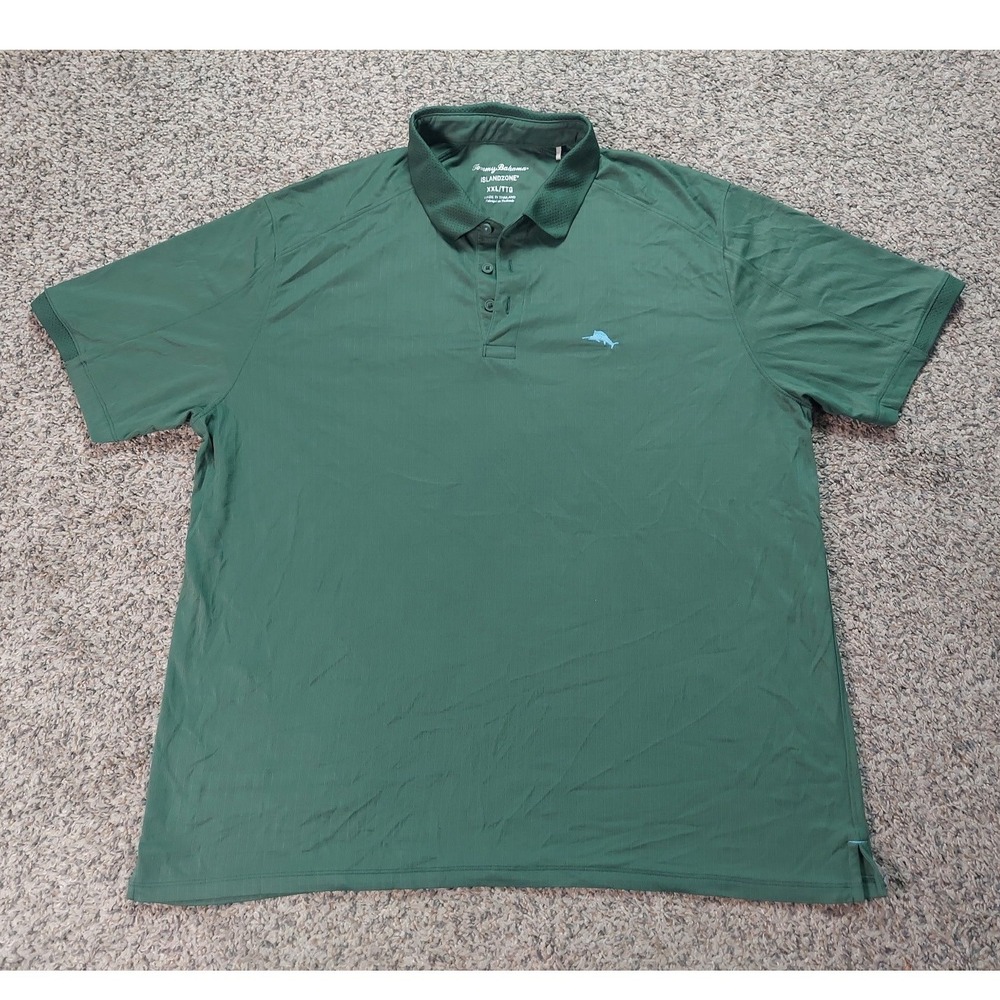 Tommy Bahama IslandZone Polo XXL Green Mens Performance Short Sleeve Marlin Logo